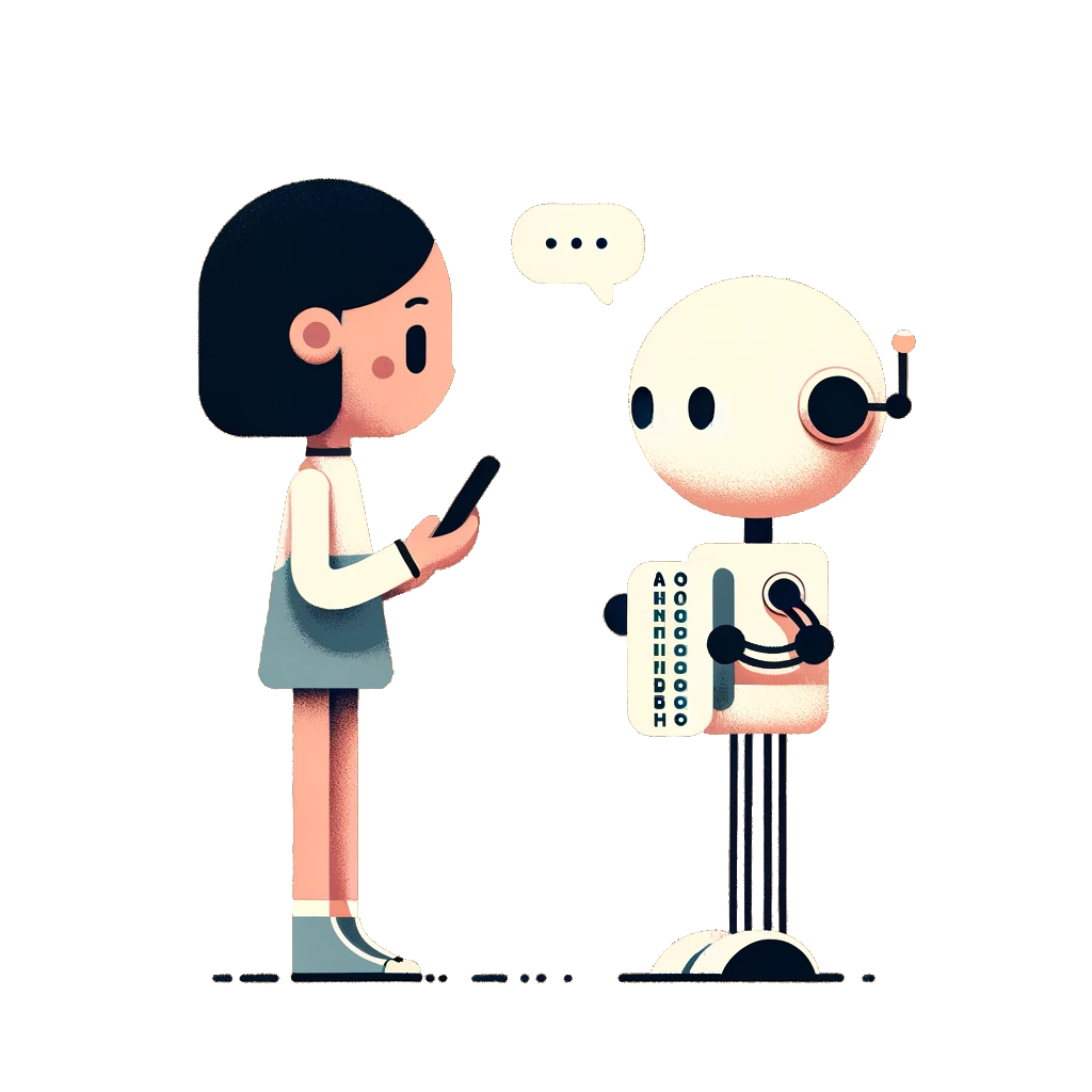 Linguini AI - AI Robot reviewing vocabulary list with girl.