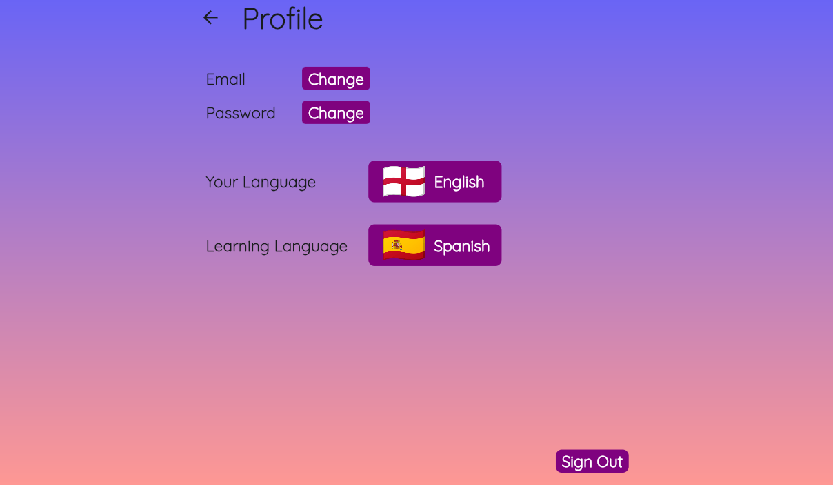 Linguini AI User Profile Page Desktop